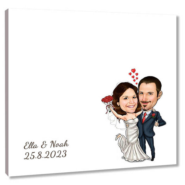 Fingerabdruck-Leinwand mit Karikatur - Hochzeitspaar (fpca1004) - Fingerabdruck Leinwand