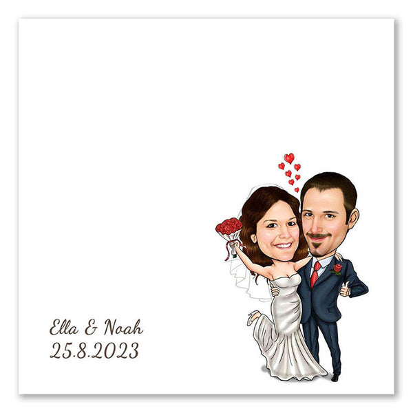 Fingerabdruck-Leinwand mit Karikatur - Hochzeitspaar (fpca1004) - Fingerabdruck Leinwand