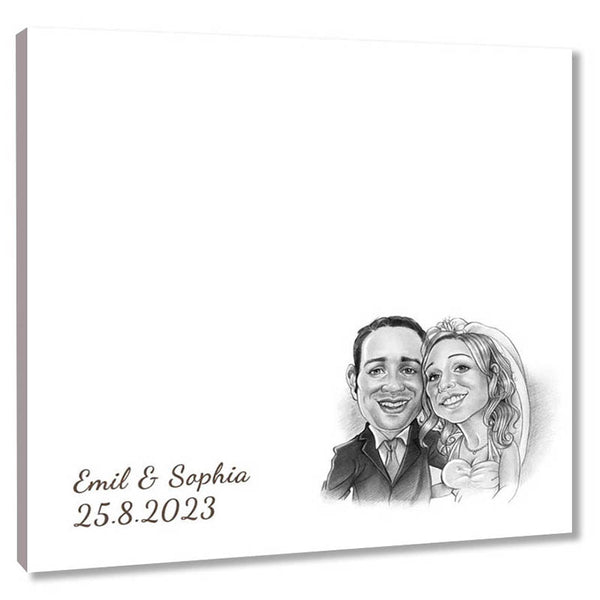 Fingerabdruck-Leinwand mit Karikatur - Hochzeitspaar Karikatur (fpca1143) - Fingerabdruck Leinwand