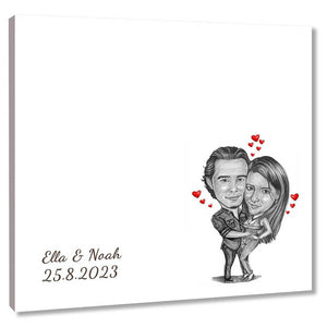 Fingerabdruck-Leinwand mit Karikatur - Hochzeitspaar Liebe (fpca1310) - Fingerabdruck Leinwand