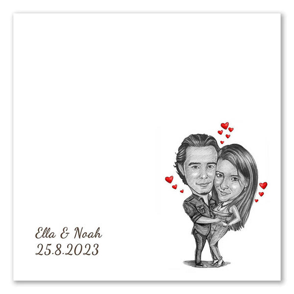 Fingerabdruck-Leinwand mit Karikatur - Hochzeitspaar Liebe (fpca1310) - Fingerabdruck Leinwand