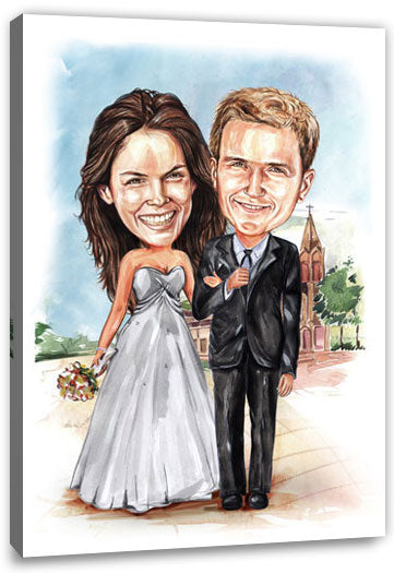 Karikatur vom Foto - Trauung - Lustige individuelle Karikatur vom Foto des Hochzeitspaares