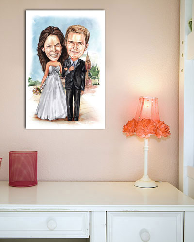 Karikatur vom Foto - Trauung - Lustige individuelle Karikatur vom Foto des Hochzeitspaares
