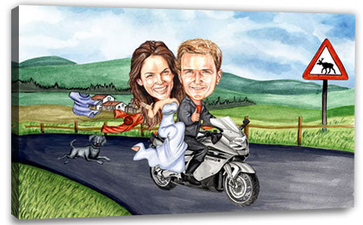 Karikatur vom Foto - Flitterwochen - Lustige individuelle Karikatur vom Foto des Hochzeitspaares