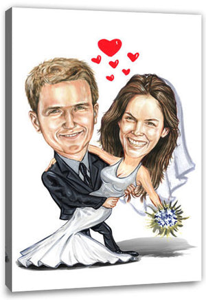Karikatur vom Foto - Hochzeitstanz - Lustige individuelle Karikatur vom Foto des Hochzeitspaares