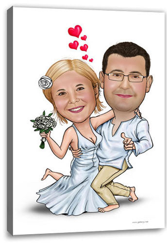 Karikatur vom Foto - Hochzeits-Tanz - Lustige individuelle Karikatur vom Foto des Hochzeitspaares