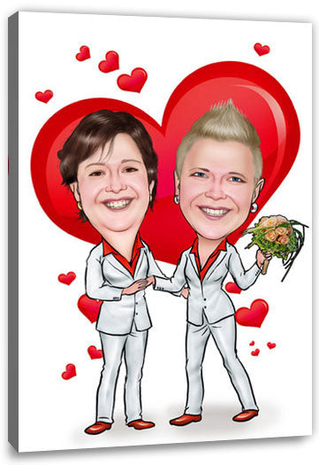 Karikatur vom Foto - In Love - Lustige individuelle Karikatur vom Foto des Hochzeitspaares