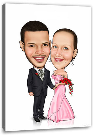 Karikatur vom Foto - Schönes Paar - Lustige individuelle Karikatur vom Foto des Hochzeitspaares