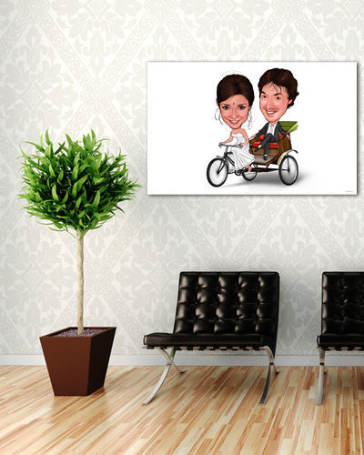 Karikatur vom Foto - Ritscha - Lustige individuelle Karikatur vom Foto des Hochzeitspaares