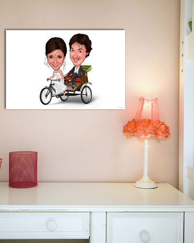 Karikatur vom Foto - Ritscha - Lustige individuelle Karikatur vom Foto des Hochzeitspaares