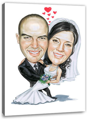 Karikatur vom Foto - Amore - Lustige individuelle Karikatur vom Foto des Hochzeitspaares