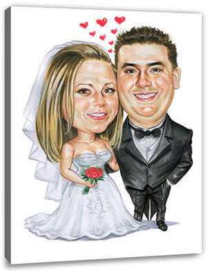 Karikatur vom Foto - Tag X - Lustige individuelle Karikatur vom Foto des Hochzeitspaares