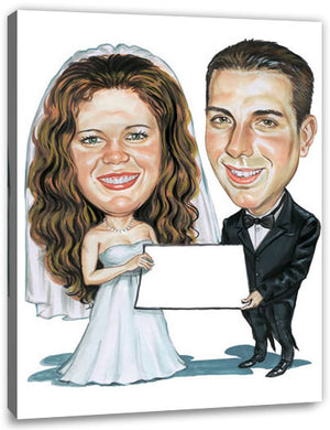 Karikatur vom Foto - Ein besonderes Datum - Lustige individuelle Karikatur vom Foto des Hochzeitspaares