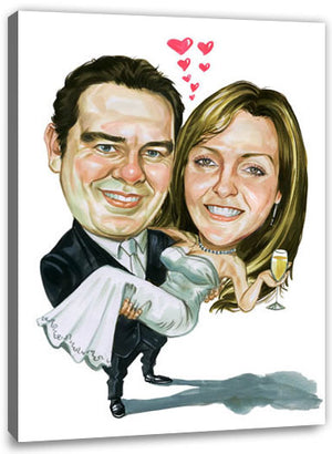 Karikatur vom Foto - Wir gehören zusammen - Lustige individuelle Karikatur vom Foto des Hochzeitspaares