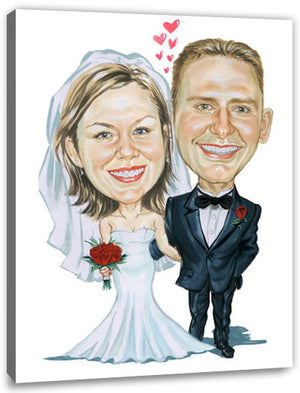 Karikatur vom Foto - Pure Liebe - Lustige individuelle Karikatur vom Foto des Hochzeitspaares