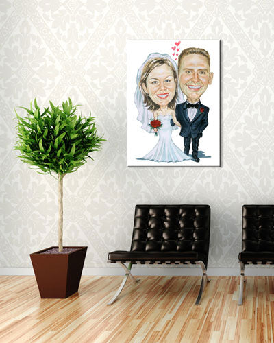 Karikatur vom Foto - Pure Liebe - Lustige individuelle Karikatur vom Foto des Hochzeitspaares