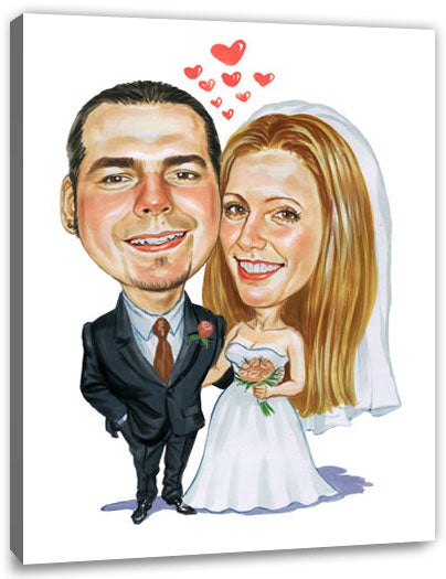 Karikatur vom Foto - Brautpaar - Lustige individuelle Karikatur vom Foto des Hochzeitspaares