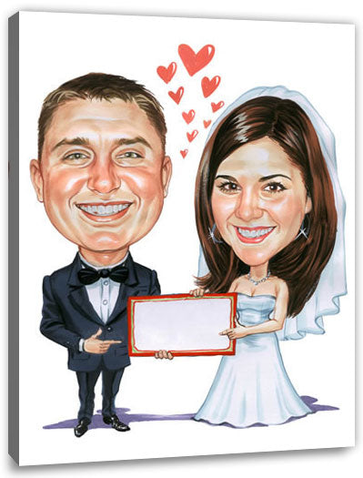 Karikatur vom Foto - Wir heiraten - Lustige individuelle Karikatur vom Foto des Hochzeitspaares