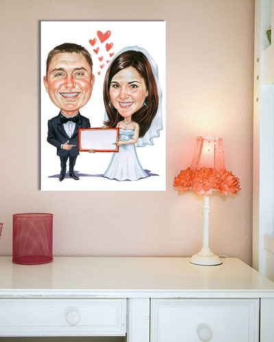 Karikatur vom Foto - Wir heiraten - Lustige individuelle Karikatur vom Foto des Hochzeitspaares