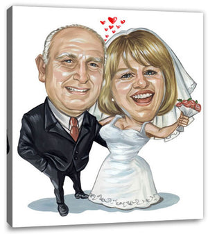 Karikatur vom Foto - Immerwährende Liebe - Lustige individuelle Karikatur vom Foto des Hochzeitspaares