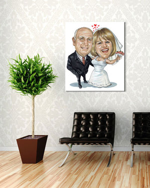 Karikatur vom Foto - Immerwährende Liebe - Lustige individuelle Karikatur vom Foto des Hochzeitspaares