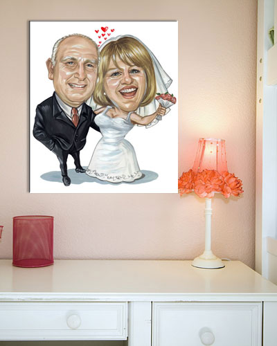 Karikatur vom Foto - Immerwährende Liebe - Lustige individuelle Karikatur vom Foto des Hochzeitspaares