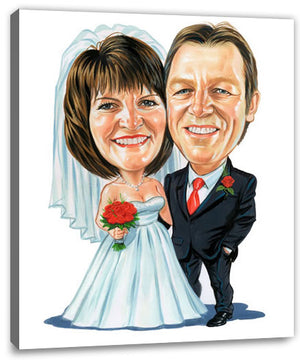 Karikatur vom Foto - Hochzeitstag zum feiern - Lustige individuelle Karikatur vom Foto des Hochzeitspaares
