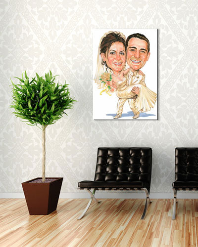 Karikatur vom Foto - Goldene Hochzeit - Lustige individuelle Karikatur vom Foto des Hochzeitspaares